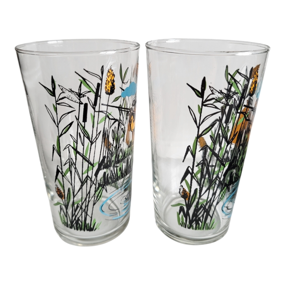 Vintage Mid Century Bird Duck Hunting Glass Tumblers - Set of 6 - Picture 7 of 12